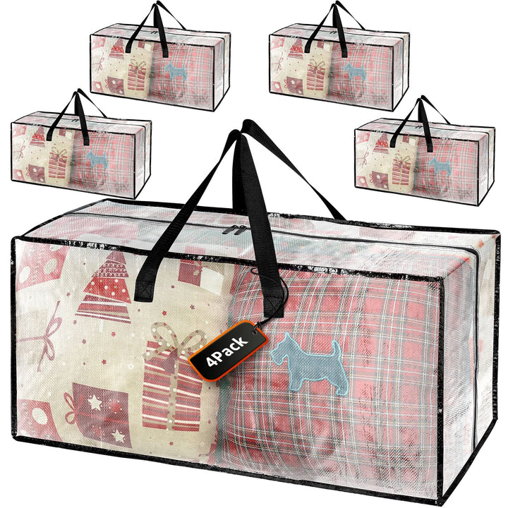 4er-Pack Transparente Grosse Robuste Umzugskisten mit Deckel, Wasserdichte Strapazierfähige Umzugsta