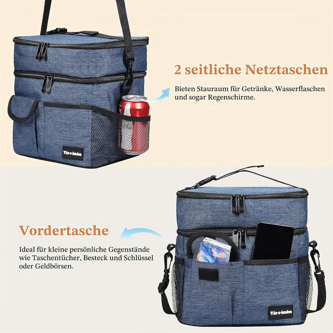 Kato Tirrinia 20L Gross Kühltasche Isoliertasche, Faltbar Picknickkorb Kühlbox mit Flaschentasche 2