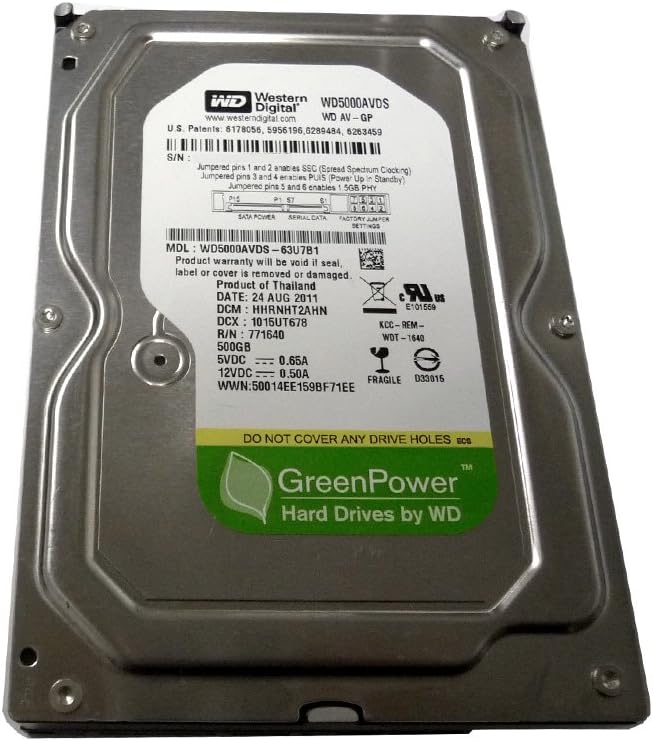Western Digital WD5000AVDS AV-GP 500 GB interne Festplatte (8,9 cm (3,5 Zoll), 7200rpm, 4,2ms, 32MB