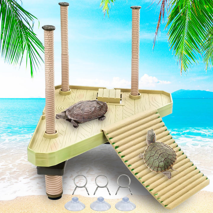 Keedolla Schwimmende Schildkröte Pier und Sonnenplattform, Schildkröte Basking Plattform Ramp Schild