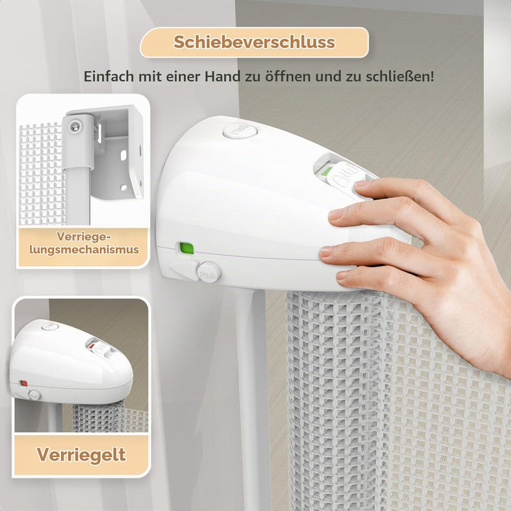 Twinky® Treppenschutzgitter 80 x 130 cm, ausziehbar für Babys und Haustiere Weiss, Weiss