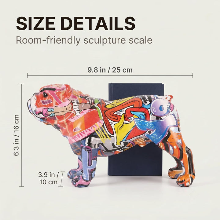 suruim Bunte englische Bulldogge Figuren, kreative Graffiti-Kunst, Moderne Dekoration für Zuhause, S