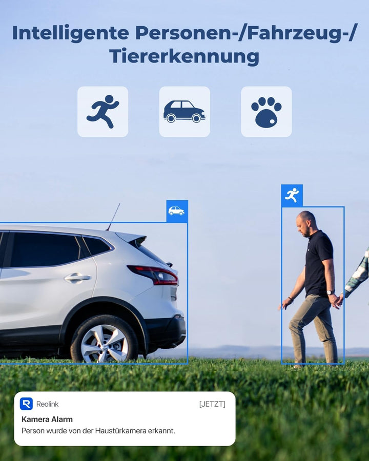 Reolink 4K Dual-Lens WLAN Überwachungskamera Aussen, 180° Ultra-Weitwinkel, Person-/Fahrzeug-/Hausti