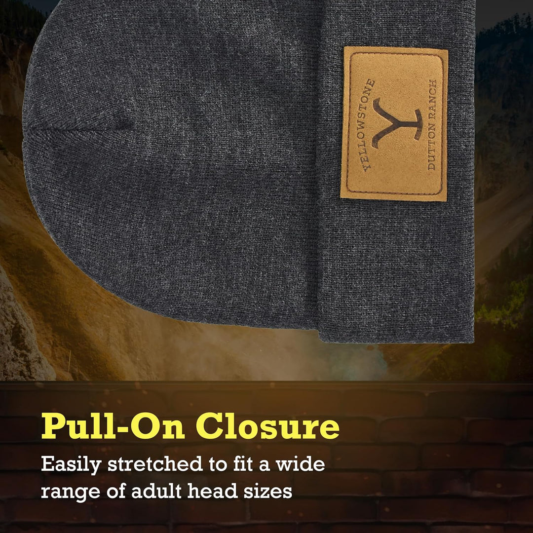 Yellowstone Dutton Ranch Beanie Mütze Winter Strickmütze mit Manschette Grau One Size, GRAU, Einheit