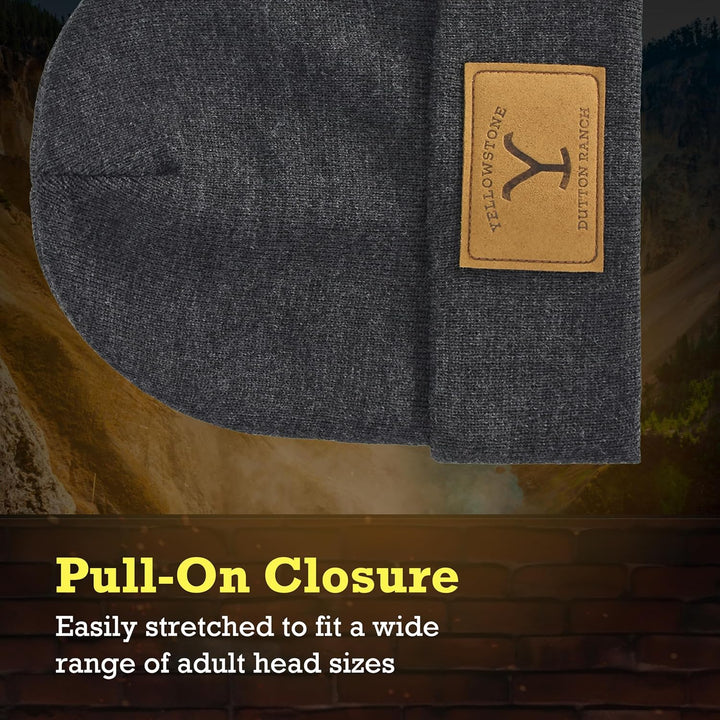 Yellowstone Dutton Ranch Beanie Mütze Winter Strickmütze mit Manschette Grau One Size, GRAU, Einheit