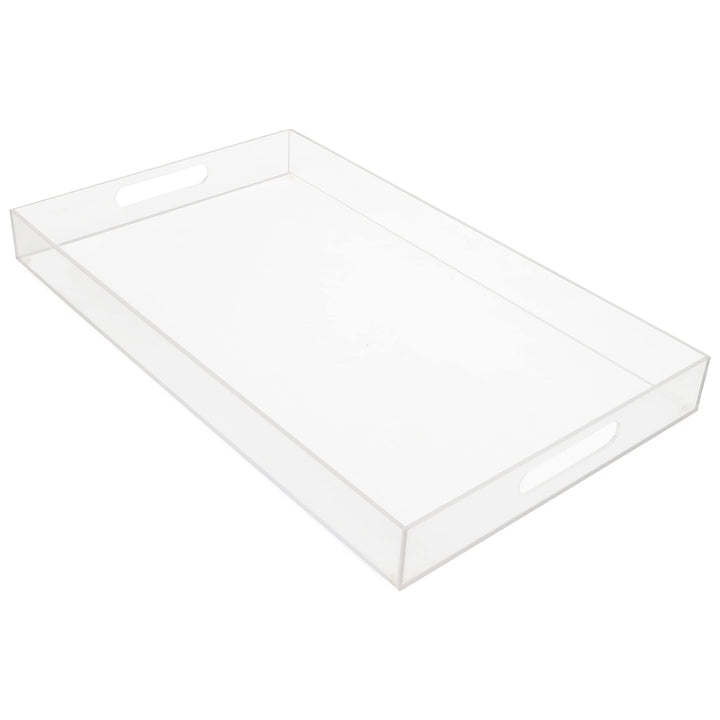 Kurtzy Serviertablett Kunststoff Acryl Klar Tablett mit Henkel – L50xB30cm Tablett Rechteckig Grosse
