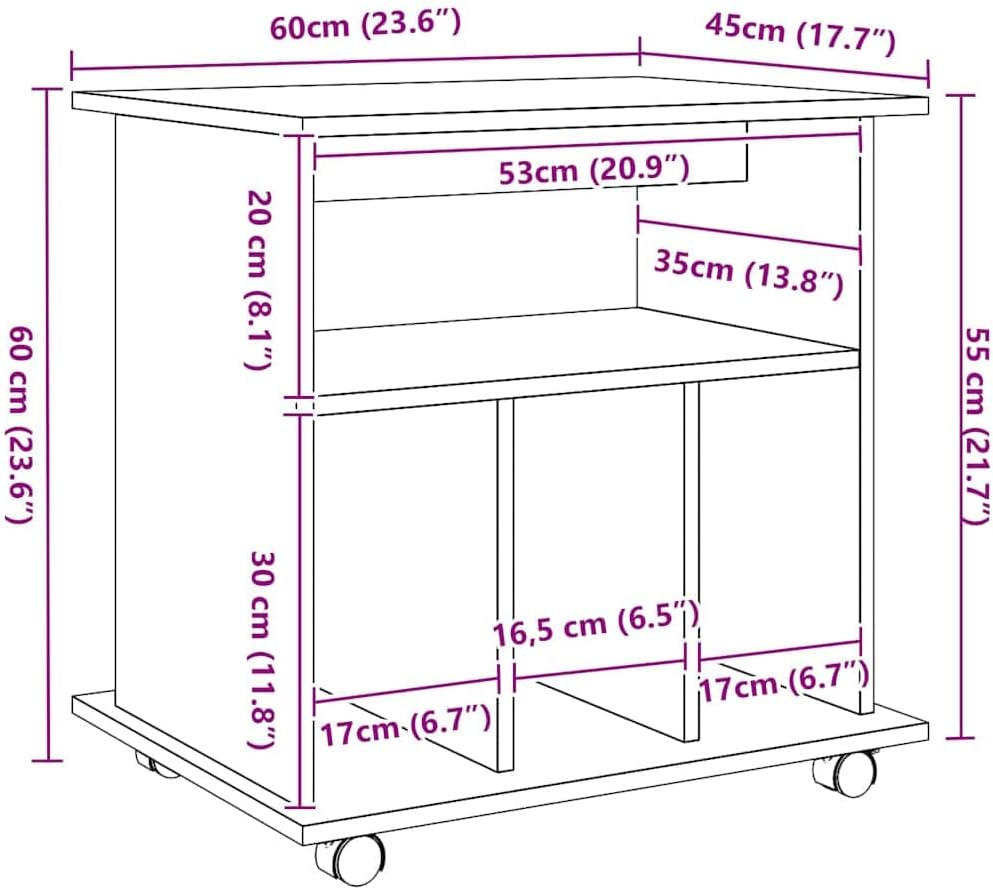 vidaXL Rollcontainer, Aktenschrank mit Stauraum, Rollschrank für Büro Arbeitszimmer, Bürocontainer B