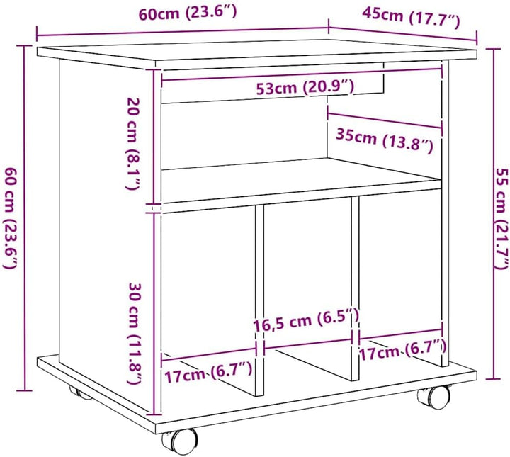 vidaXL Rollcontainer, Aktenschrank mit Stauraum, Rollschrank für Büro Arbeitszimmer, Bürocontainer B