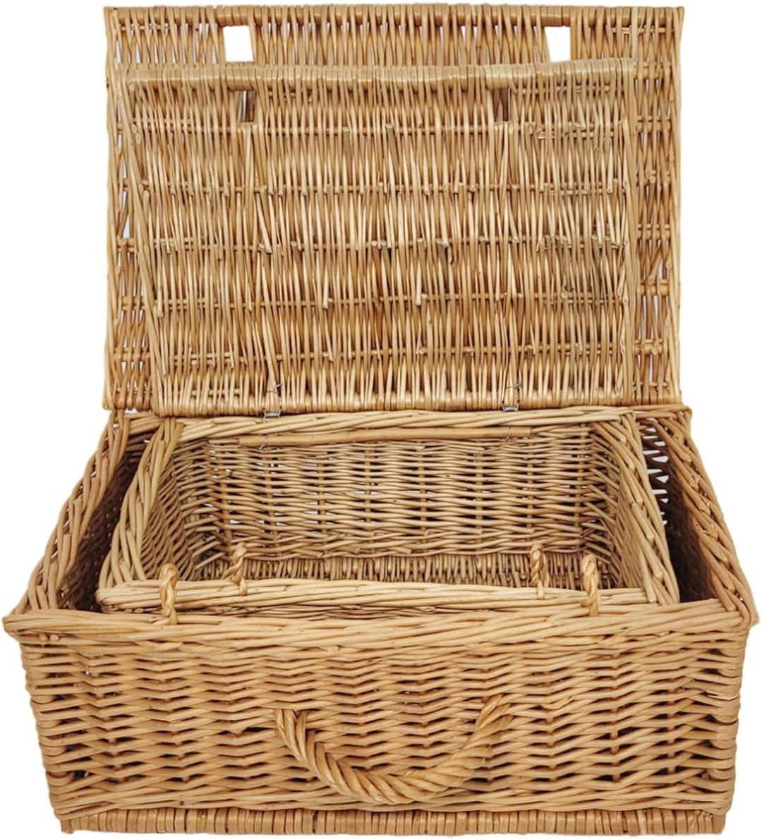 weeco Retro-Stil Korbkoffer Set 2 Stück. Weidenkorb 50cm und 40cm, Aufbewahrungskorb Geflochten. Org