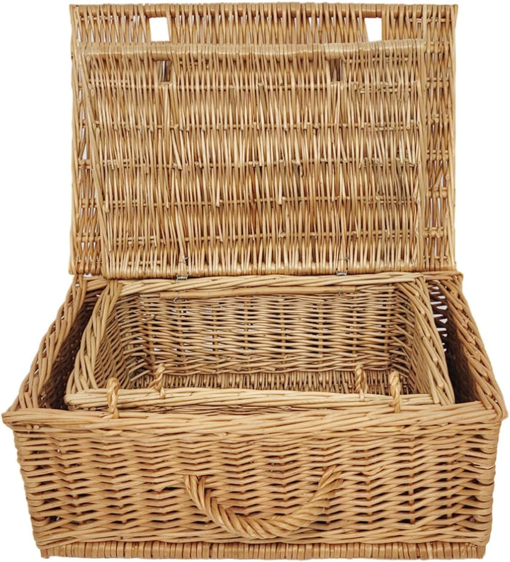 weeco Retro-Stil Korbkoffer Set 2 Stück. Weidenkorb 50cm und 40cm, Aufbewahrungskorb Geflochten. Org