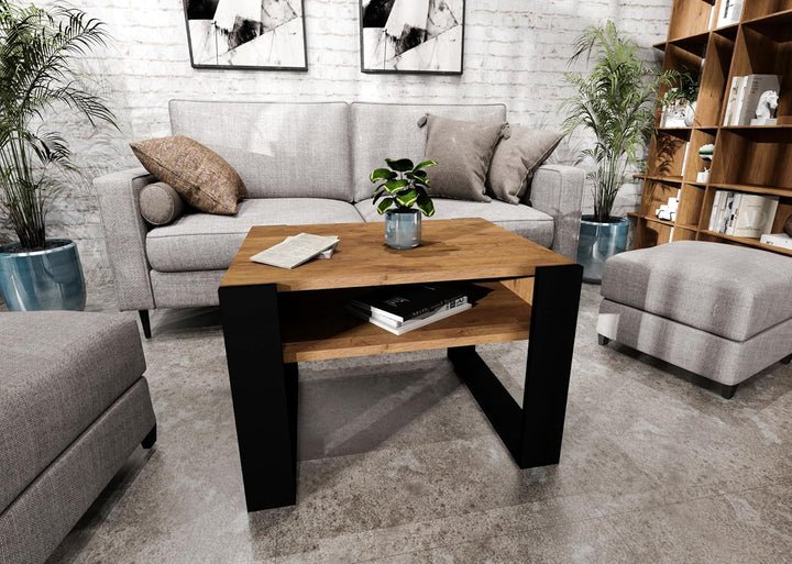 Couchtisch 65×53.6 cm – Wohnzimmertisch aus Holzwerkstoff, Stabiler & moderner Kaffeetisch mit zusät