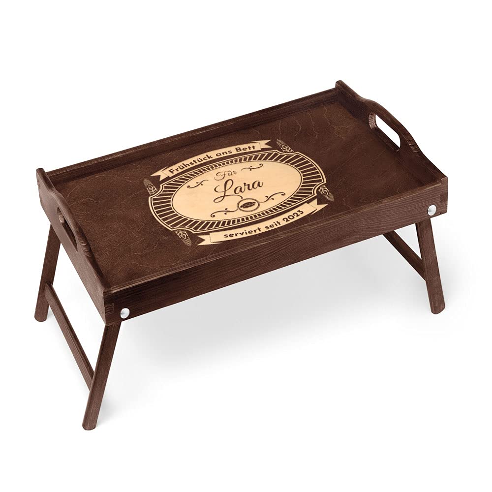 Maverton Serviertisch mit Gravur - personalisiert - Snack-Tablett mit Griffen - klappbare Beine - er