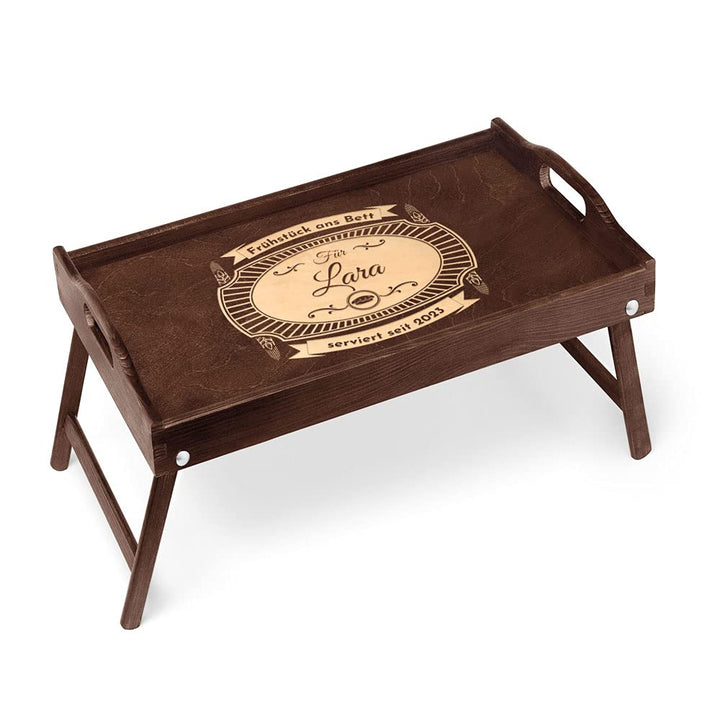 Maverton Serviertisch mit Gravur - personalisiert - Snack-Tablett mit Griffen - klappbare Beine - er