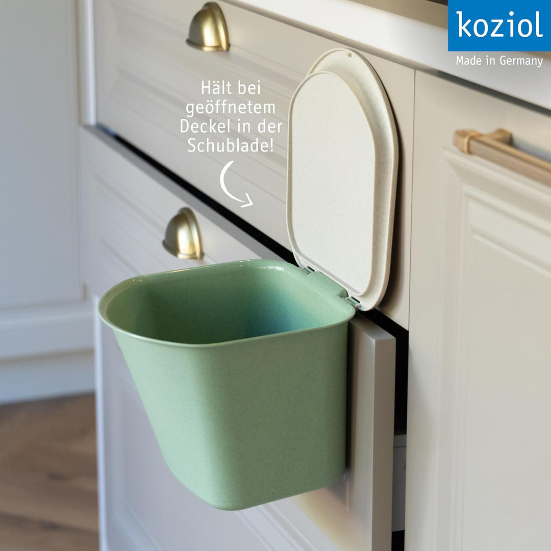 Koziol BIBO Biomülleimer 3 Liter mit Deckel | Küchenabfalleimer, Komposteimer | biozirkulärer Kunsts