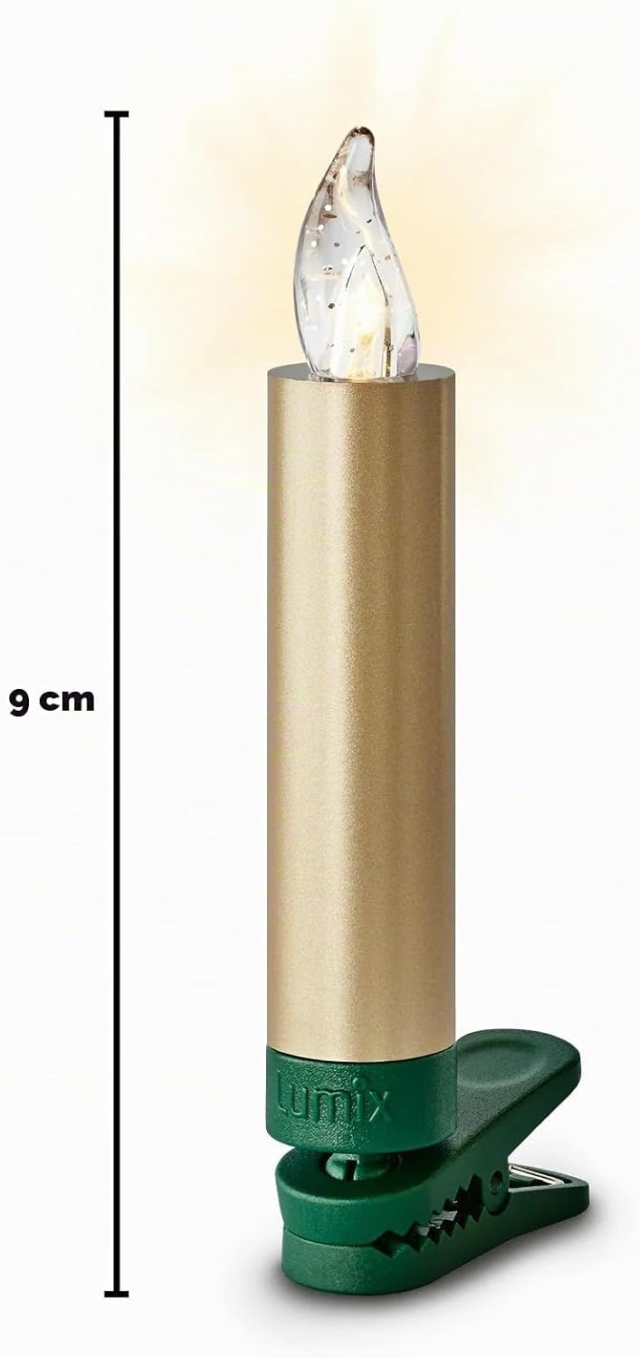 Lumix® Kabellose LED Christbaumkerzen Superlight Mini Metallic Gold Erweiterungs-Set mit 6 Kerzen, A