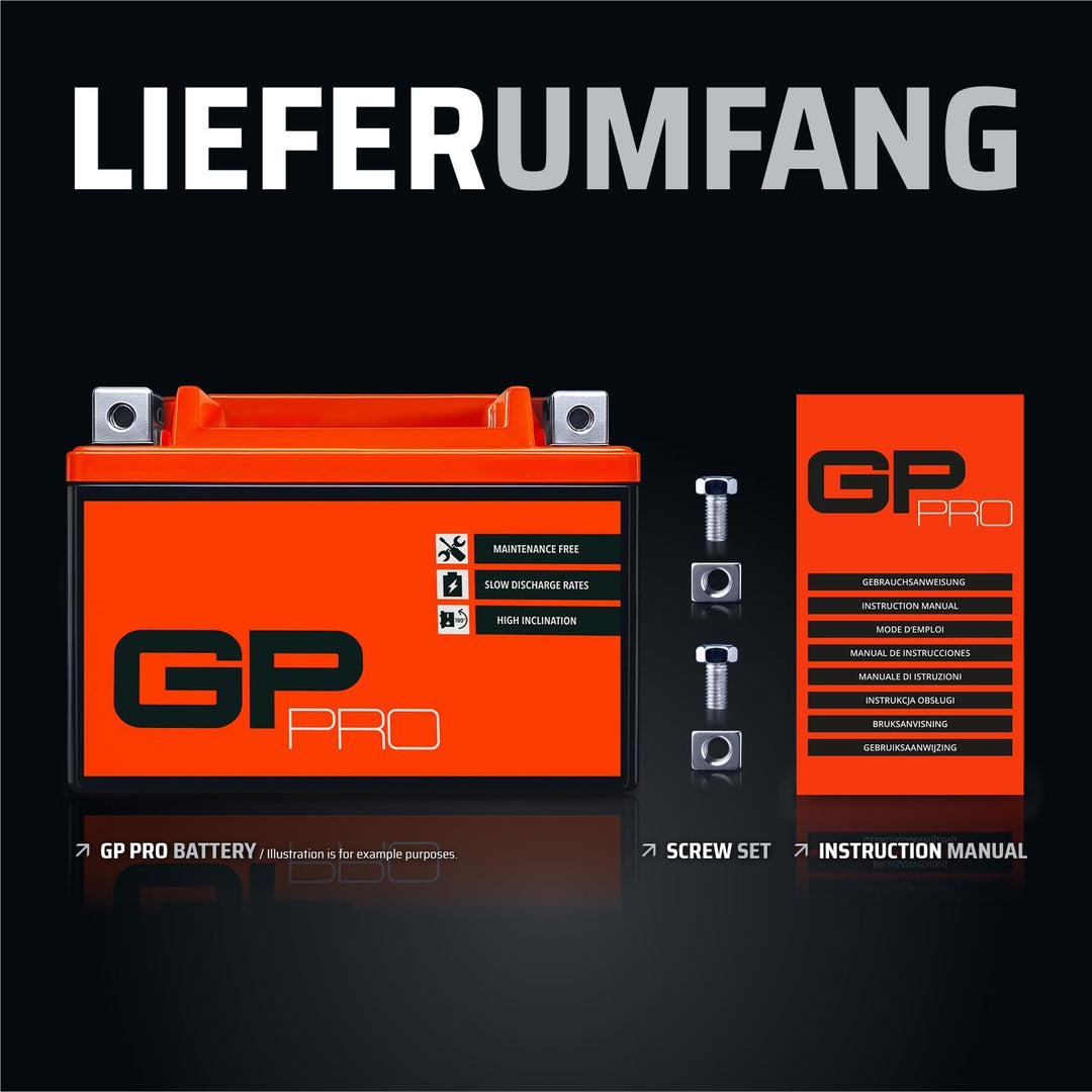 GP-PRO GP-001, 12V GEL 5Ah GEL Motorrad Batterie GTX4L-BS, wartungsfrei versiegelt vorgeladen ähnlic