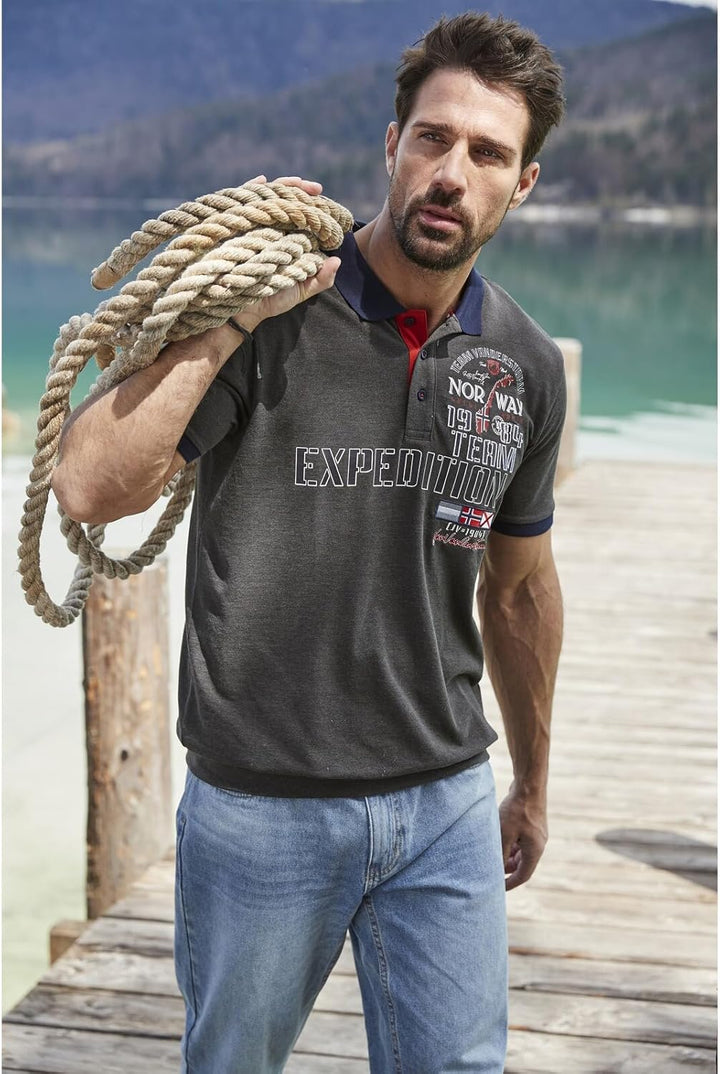 Jan Vanderstorm Herren Poloshirt Erling XXL Grosse Grössen Dunkelgrau, XXL Grosse Grössen Dunkelgrau