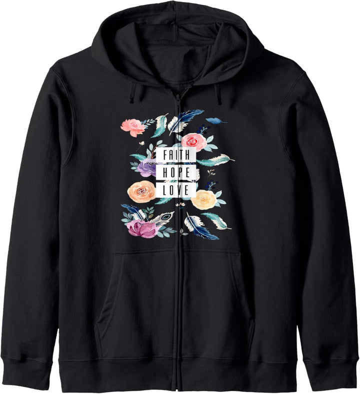 Glaube Hoffnung Liebe Blumen Christliche Gabe Kapuzenjacke