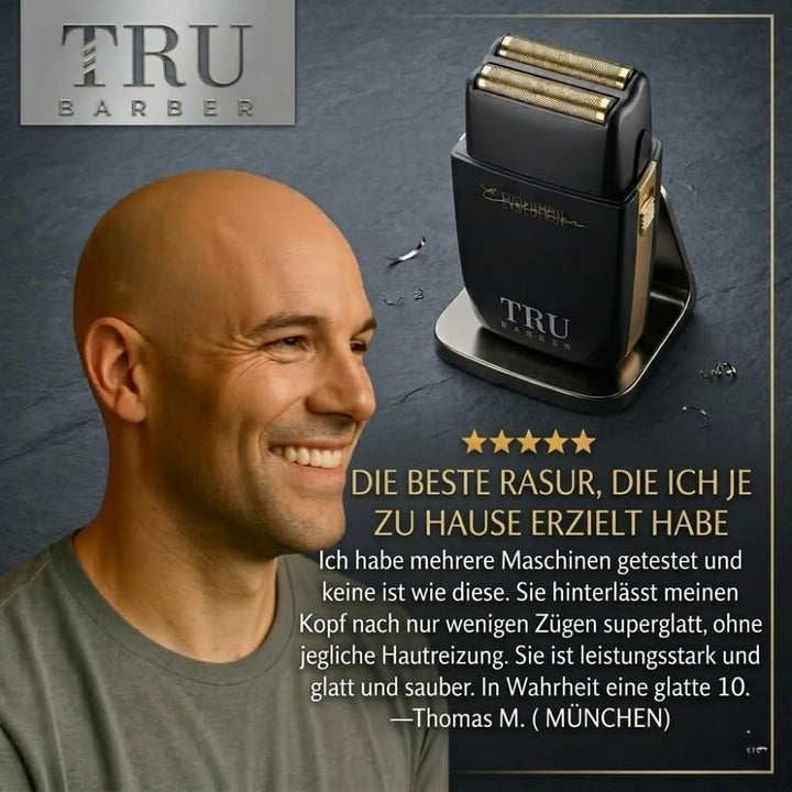 TRU BARBER Rasierer Herren Elektrisch Shaver Evolution 9.000 U/min Professioneller Kopfrasierer Foli