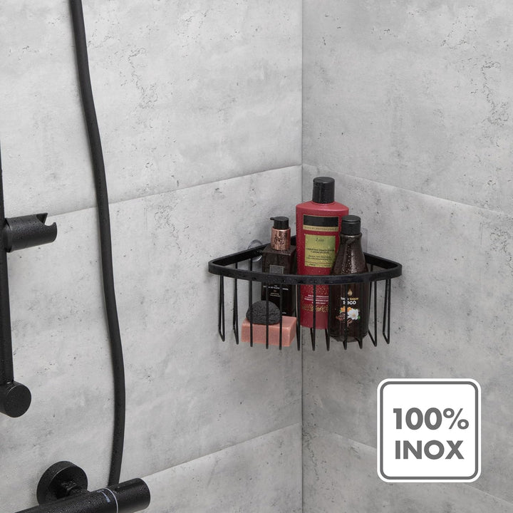 TATAY Duschkorb Ohne Bohren Eckig | Mit Befestigungssystem (Quick Fix) | Belastbar bis 5 kg | 100% R