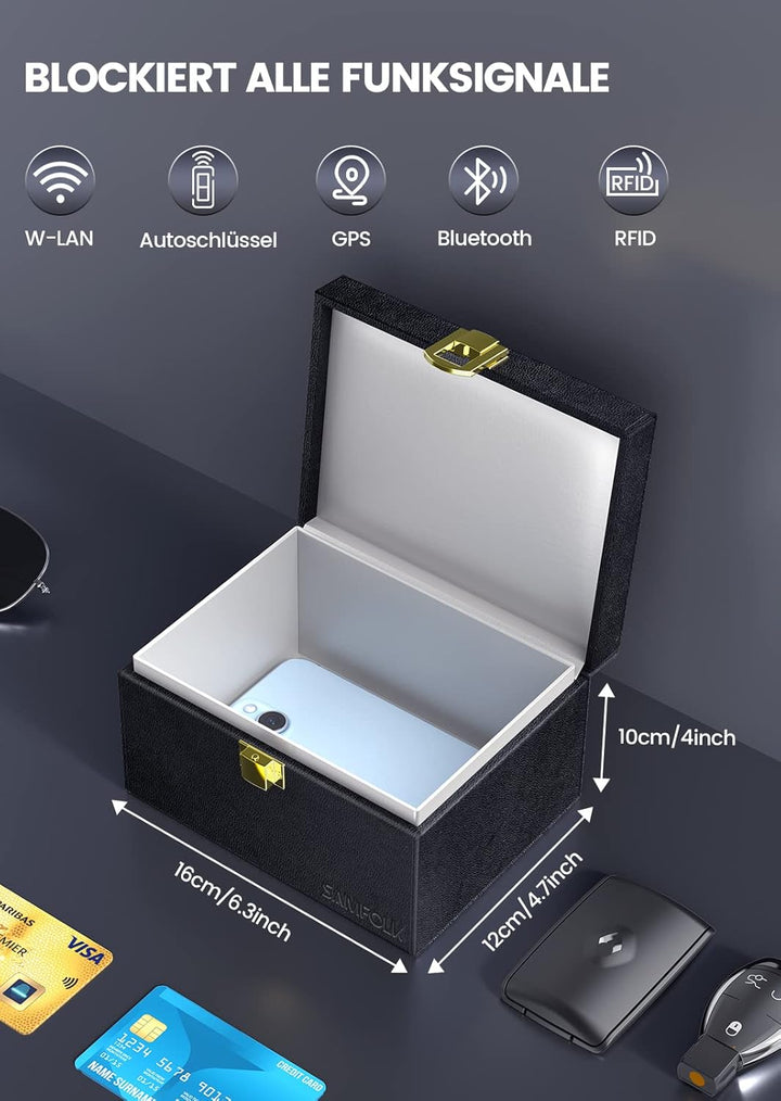 Samfolk Keyless Go Schutz Autoschlüssel Box, Faraday Box und Bags 2 Stück, Keyless Go Schutz Autosch