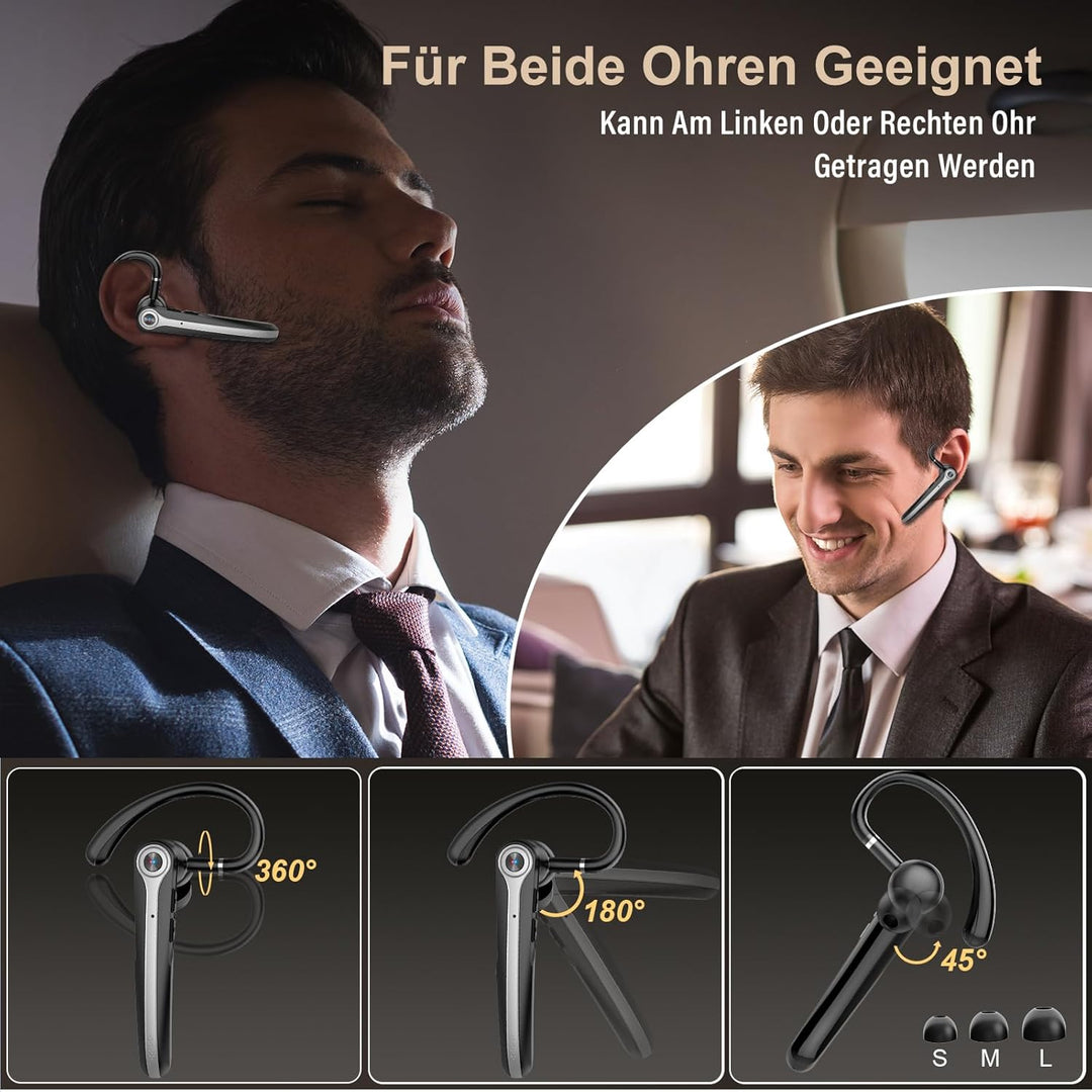 Bluetooth Headset V5.4 Wireless Freisprech Telefon mit CVC 8.0 und ENC Dual Mikrofon, Bluetooth Ohrh