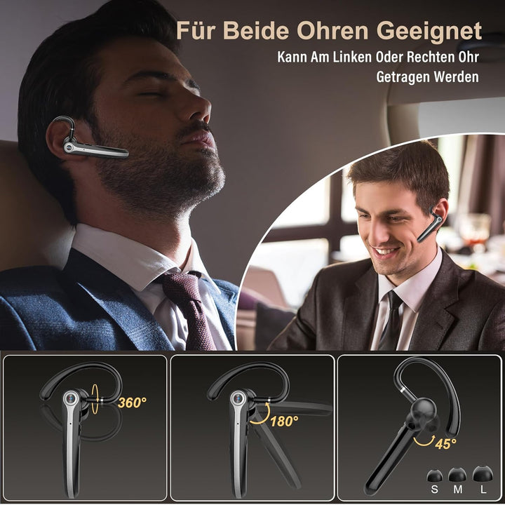 Bluetooth Headset V5.4 Wireless Freisprech Telefon mit CVC 8.0 und ENC Dual Mikrofon, Bluetooth Ohrh