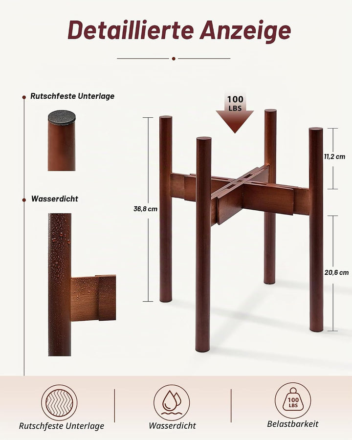 Bamworld Blumenständer Pflanzenständer Holz Pflanzenhocker Indoor Einstellbare Grösse Blumentreppe O