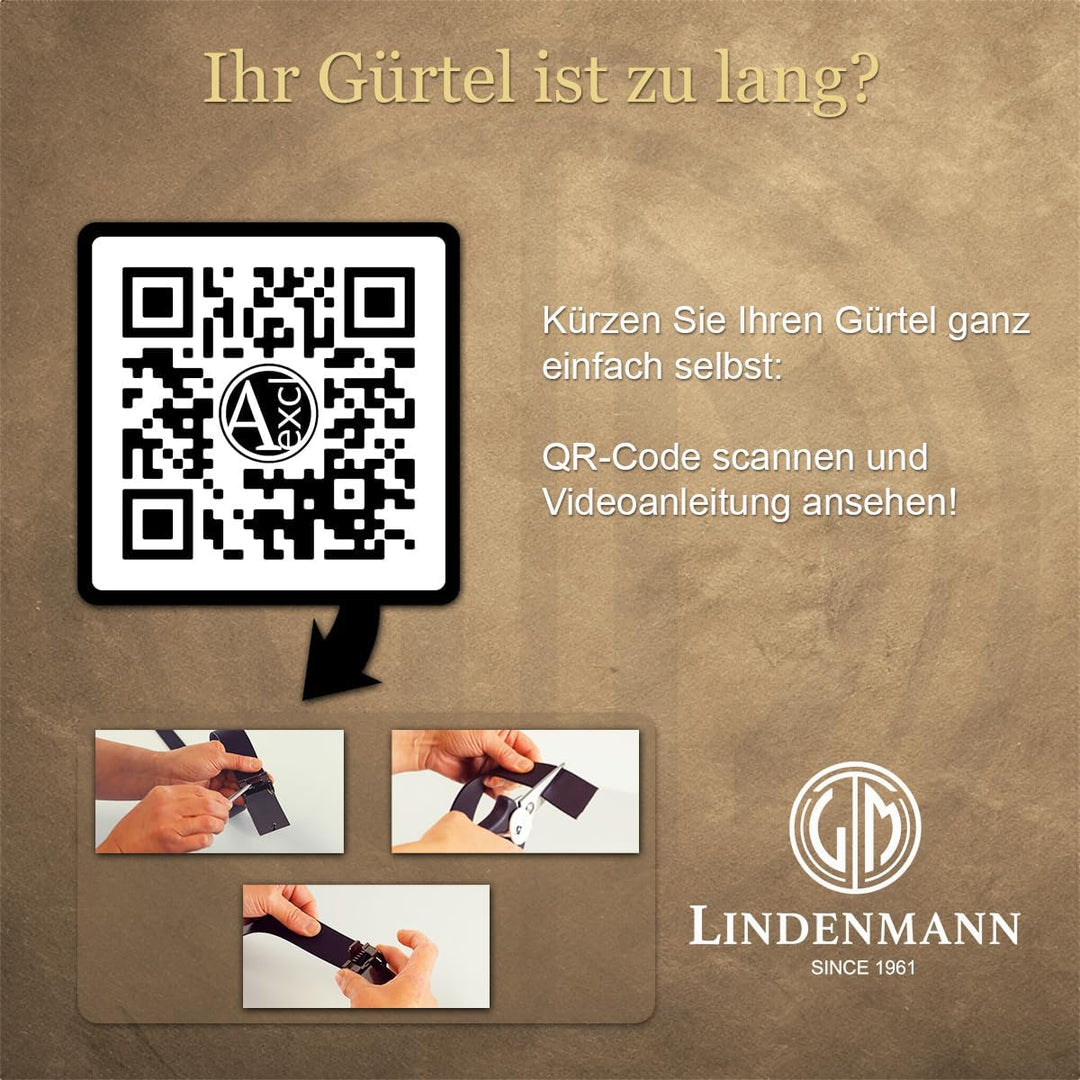 LINDENMANN Leder-Gürtel Herren 33 mm Vollleder braun 90 Dunkelbraun, 90 Dunkelbraun