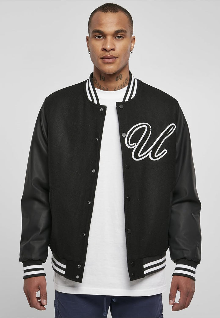 Urban Classics Herren Big U College Jacket M Schwarz, M Schwarz