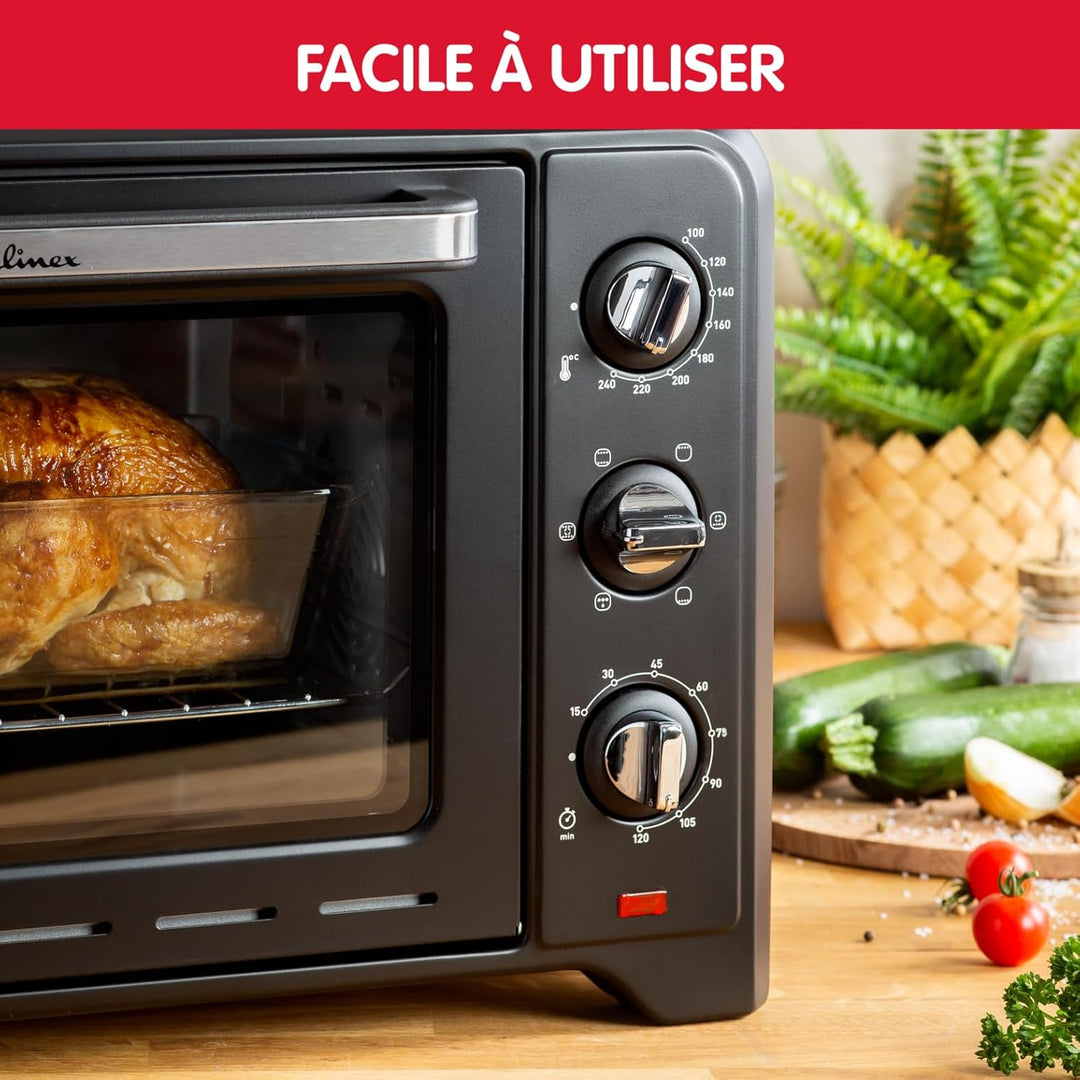 Moulinex Standbackofen 33 l, Umluft, Spitzenkonvektion, 6 Kochmodi, regelbarer Thermostat bis 240 °C