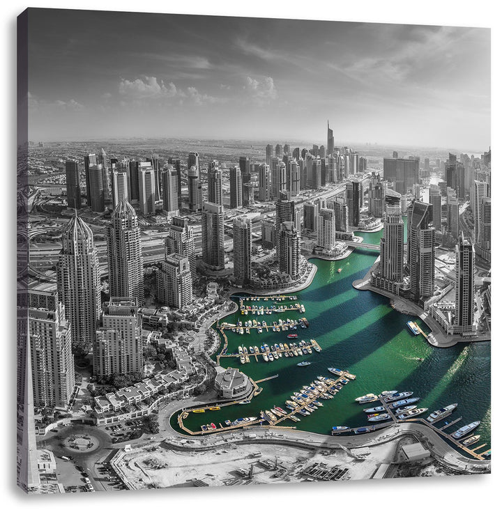Pixxprint Hotel Burj al Arab mit Rennstrecke als Leinwandbild Quadratisch/Grösse: 70x70 / Wandbild/K