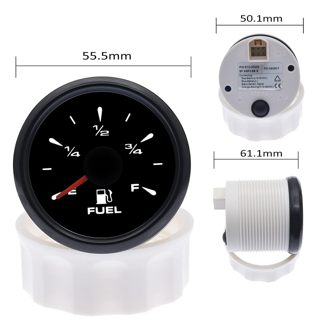 KAOLALI Kraftstoffanzeige, Kraftstoffstandsanzeige 52 mm 0-190ohm 240-33ohm Universal für Auto Boot