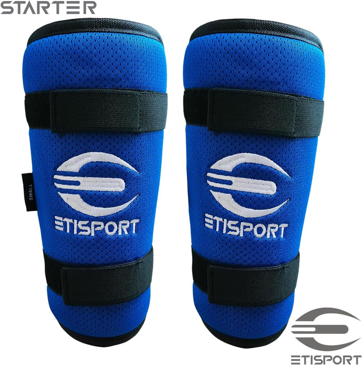 ETISPORT Schutzset, Handschuhe, Knieschützer, Schienbeinschützer für Rollhockey für Kinder Starter.