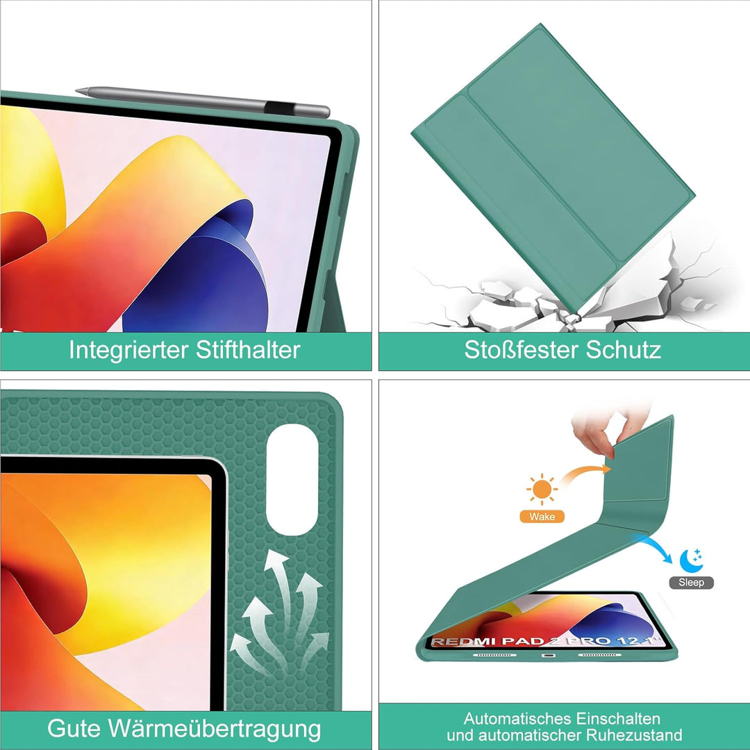 Hülle Mit Tastatur Für Xiaomi Redmi Pad 2 Pro 12.1 Zoll/Redmi Pad Pro 12.1” 2024, Hülle Tastatur, Bl