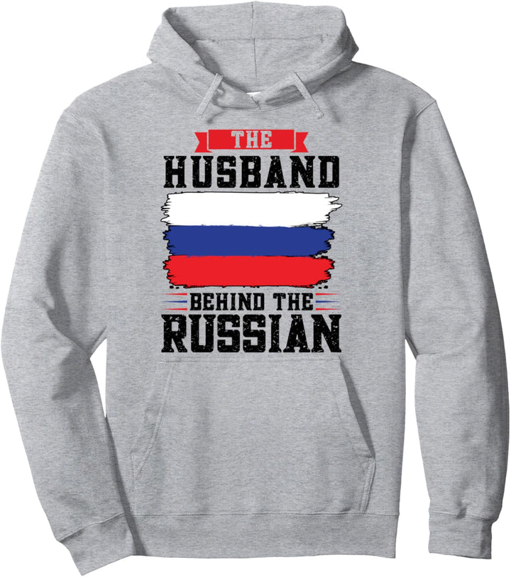 Der Ehemann hinter der russischen Flagge Pullover Hoodie