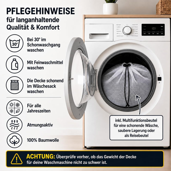 Gewichtsdecke 7kg Bettdecke 135x200 Baumwolldecke - waschbare Premium Decke, 7kg