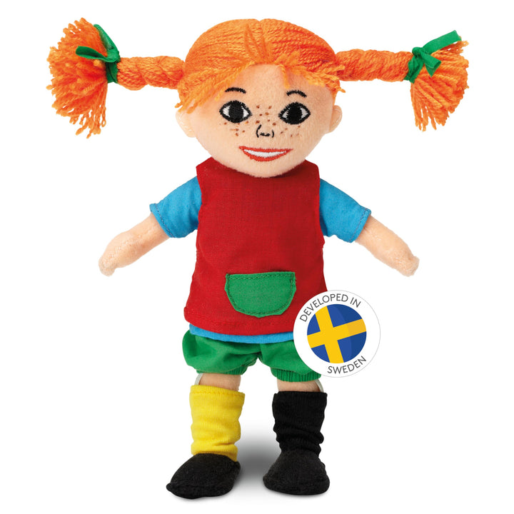 Pippi Langstrumpf Puppe, 20cm – süsse Stoffpuppe für Mädchen und weiche Kuschelpuppe ab 10 Monaten –