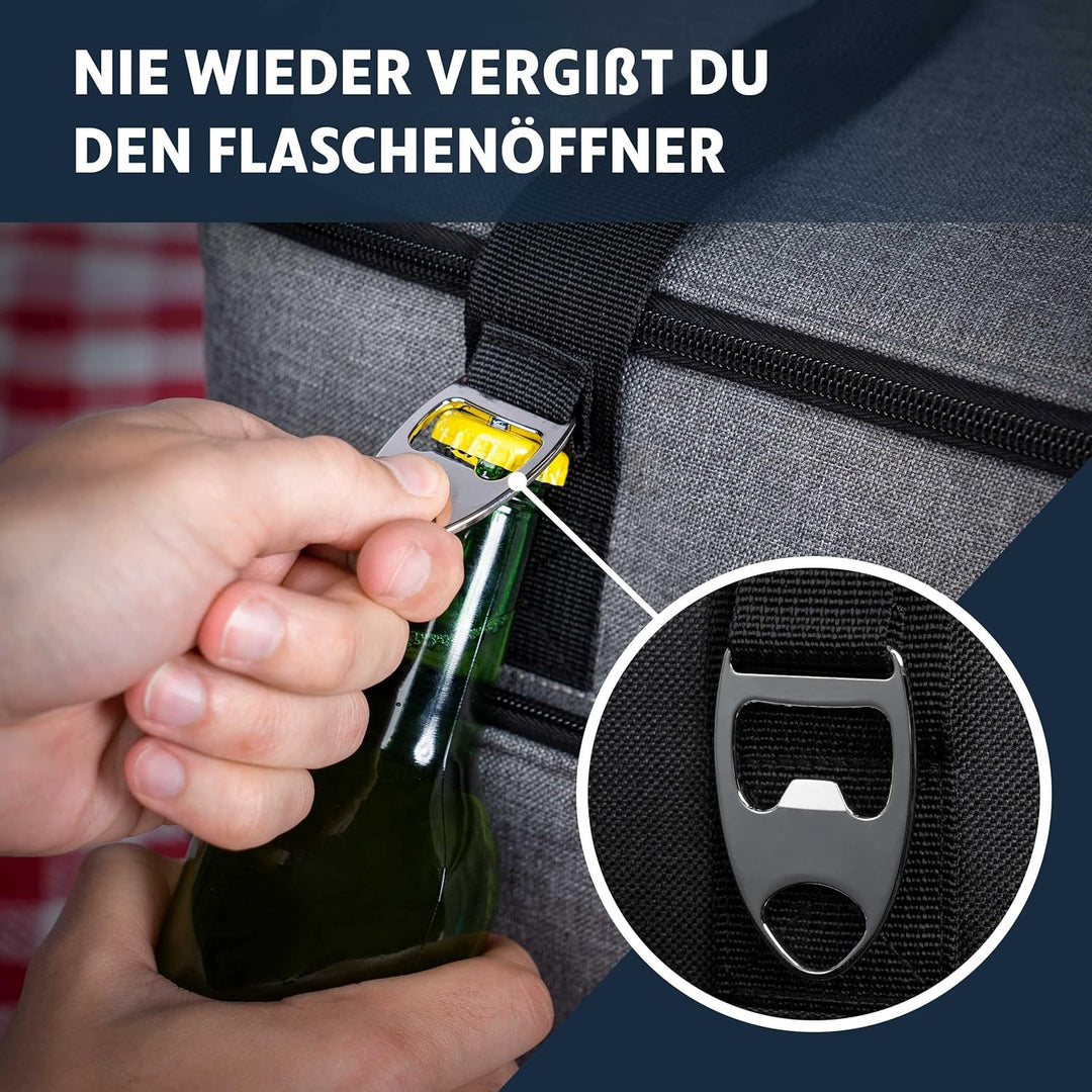 Obics Kühltasche klein 20L & Gross 30L, Kühlbox faltbar mit Flaschenöffner Lunchtasche Herren - lang