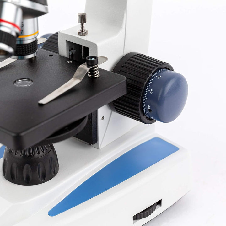 AmScope M158C Schnurloses LED-Studenten Mikroskop mit Metallrahmen, Glaslinsen und Grob- und Feinfok