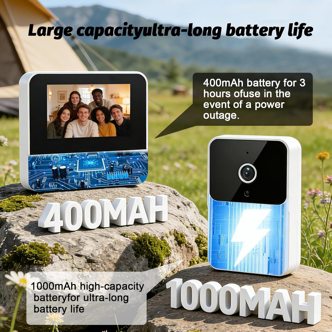 Kabellose Türklingel mit Kamera, 1080p 4,3" Video Türklingel, Bluetooth Video Gegensprechanlage Türk