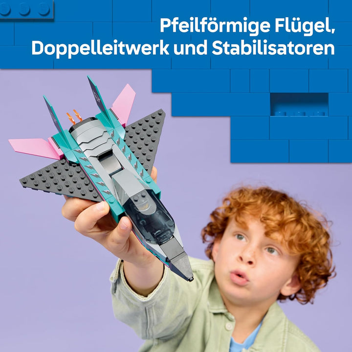 LEGO City Düsenflieger vs. Rennauto - Spielzeug Set mit Flugzeug, Supersportwagen und Pilot und Fahr