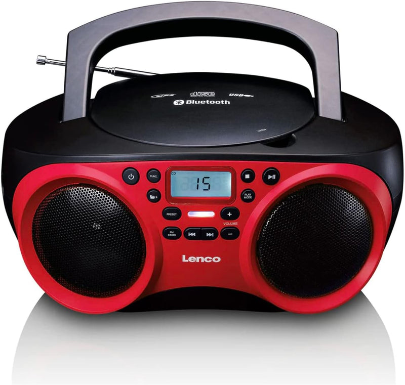 Lenco Radio CD-Player SCD-501 mit Bluetooth und USB in Rot/Schwarz rot / schwarz, rot / schwarz