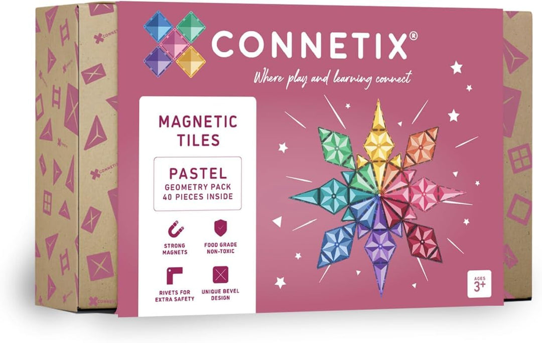 Connetix Fliesen 40 Stück Pastell-Geometrie Pack von magnetischen Fliesen | Wo Spiel und Lernen verb