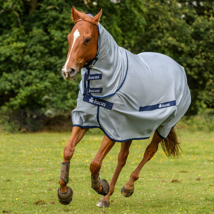 Bucas Buzz-Off Full/neck - silver/blue, Groesse:130 Hell-Blau 130, Hell-Blau 130
