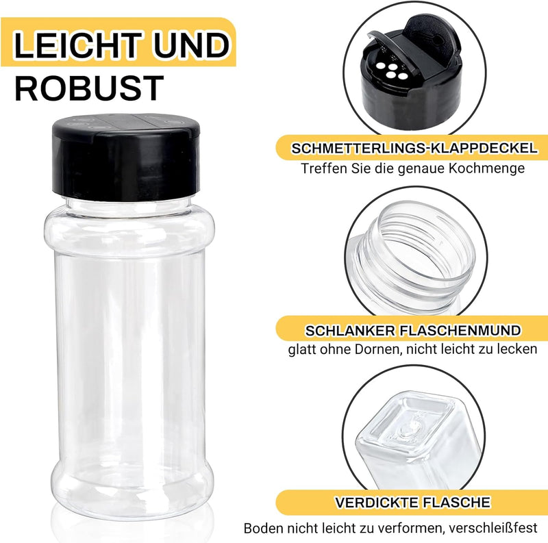 GADITIEK 10 Stück Gewürzstreuer klein, Mini Plastik Gewürzdosen Kunststoff mit 240 GewüRzetiketten,