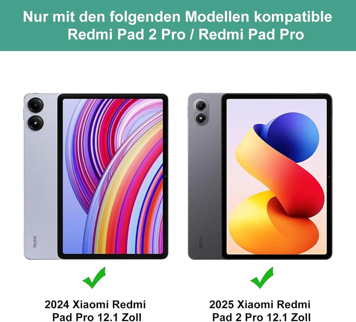 Hülle Mit Tastatur Für Xiaomi Redmi Pad 2 Pro 12.1 Zoll/Redmi Pad Pro 12.1” 2024, Hülle Tastatur, Bl