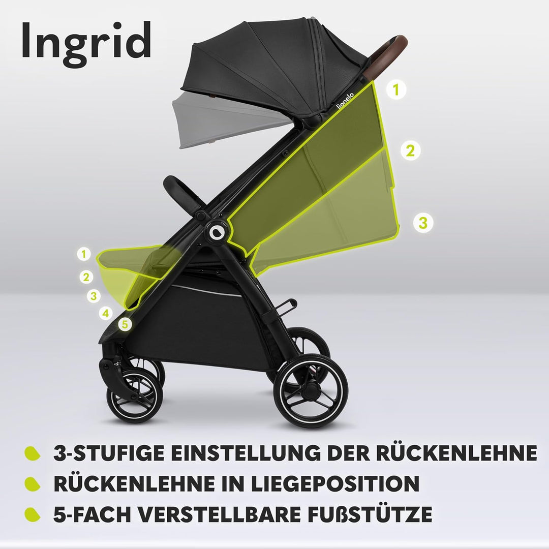 LIONELO INGRID Kinderwagen bis 22 kg von 6 Monaten bis 4 Jahren Grosse 360° schwenkbare Räder Volle