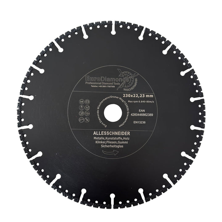 EDW Profi Diamant-Trennscheibe Allesschneider Ø 230 mm, zum Schneiden von Kunststoff, Holz, Metall,