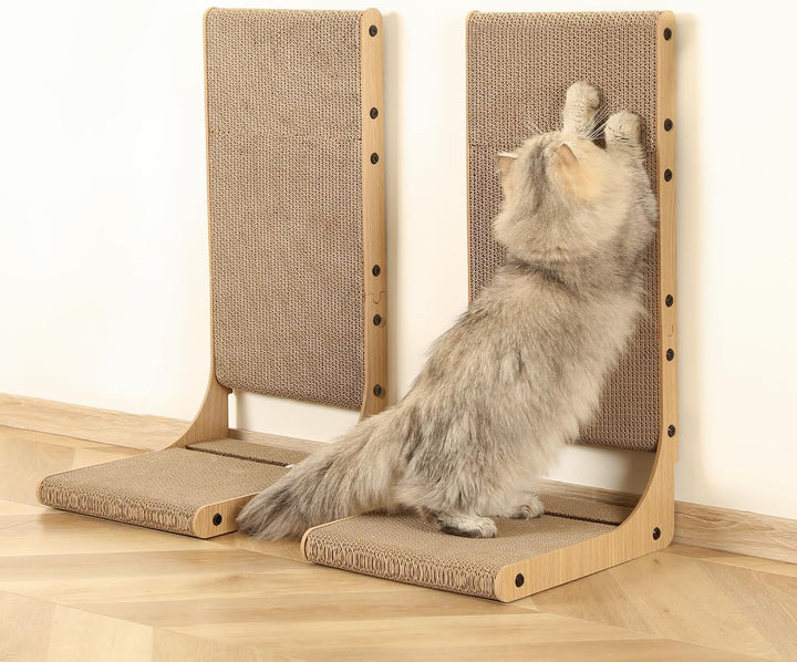 Zakkart 2er-Set Kratzbrett für Katzen, 65 cm Hoch - L-förmiger Karton-Kratzbaum für Innenräume, Krat